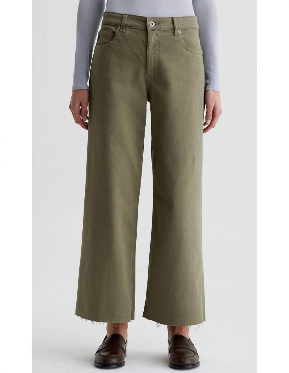 NEW AG JEANS saige mid rise wide leg crop jeans in rosemary